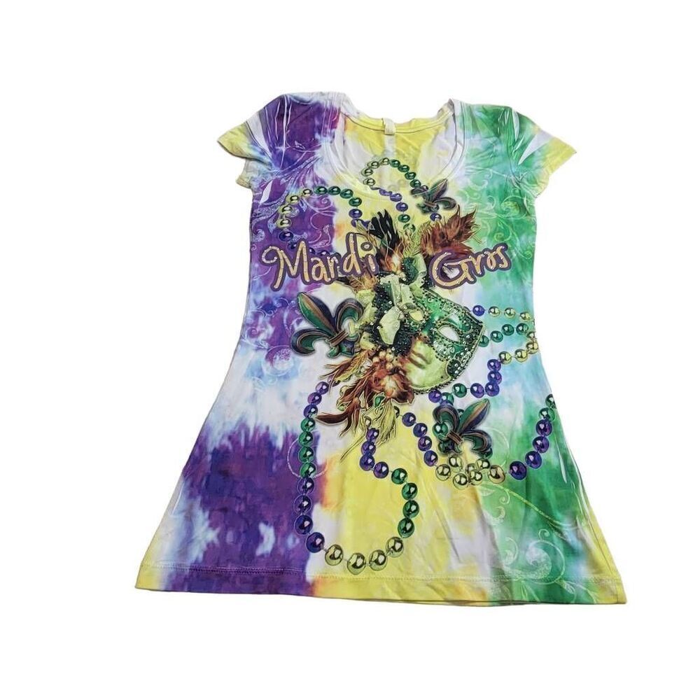 Love Stitch Mardi Gras fitted top S